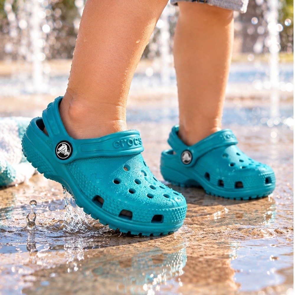 Crocs Classic Clog Kids Size C6 Teal Blue Lightweight Slip On Water Shoes